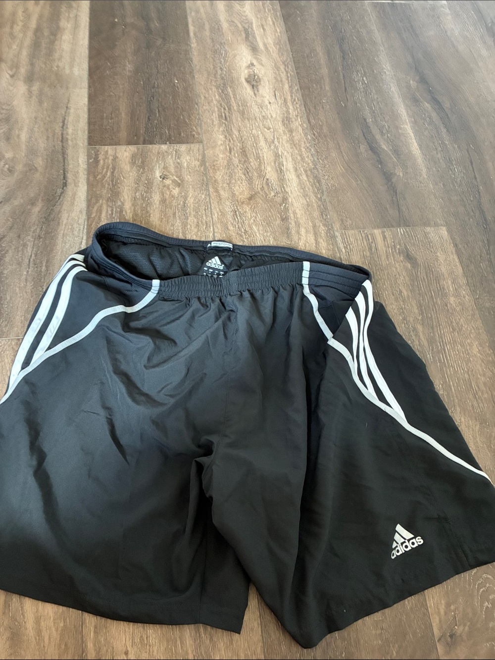 adidas Black Shorts with White Stripe Accents
